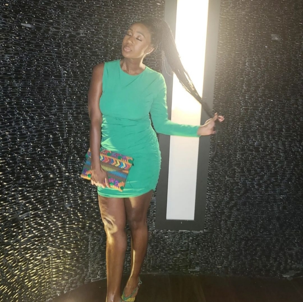 One sleeve, green mini Zara dress